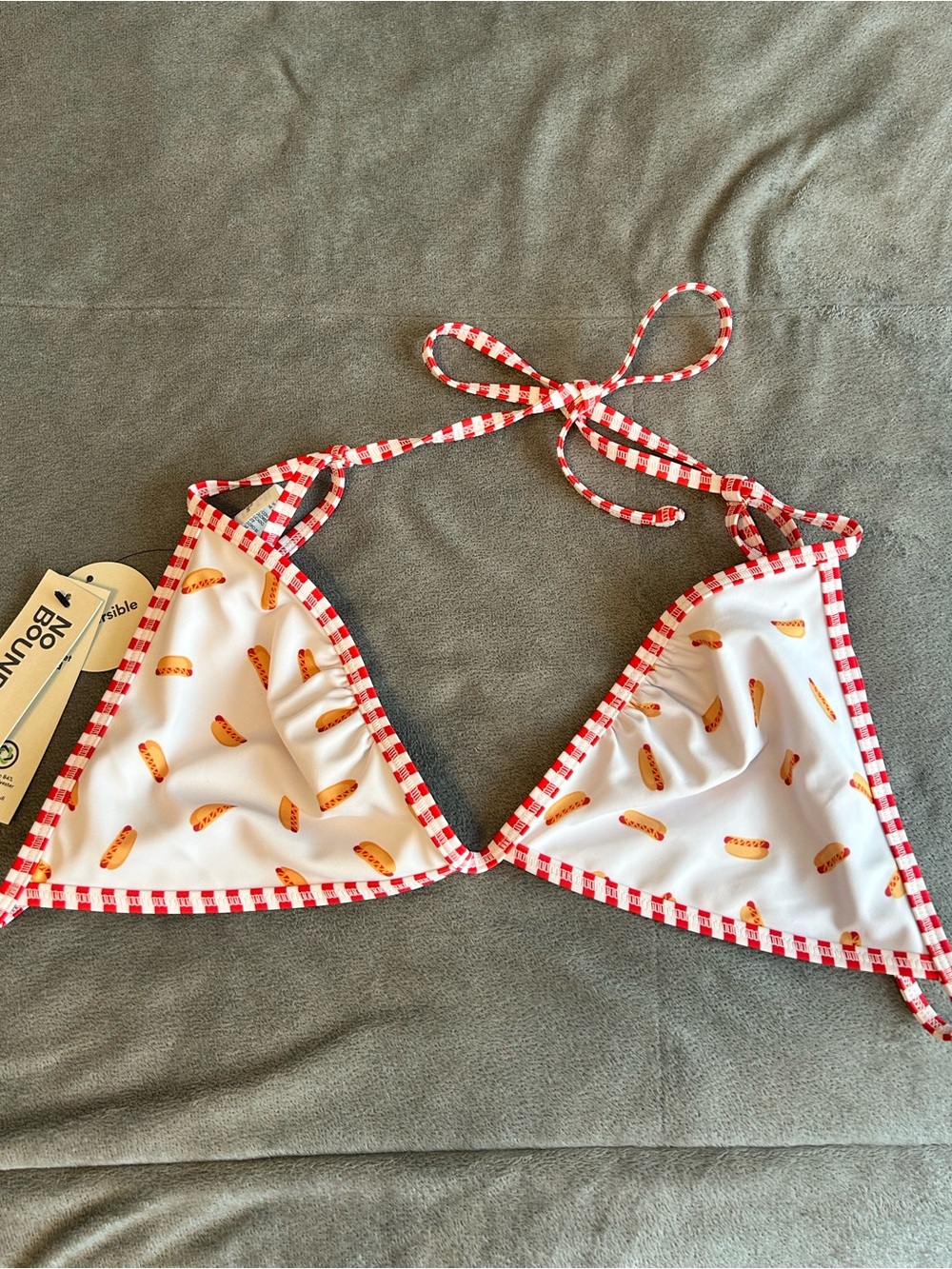 No boundaries viral hot dog reversible bikini top size XL